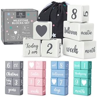 White Baby Monthly Milestone Blocks with Bag. Baby... - Image 2