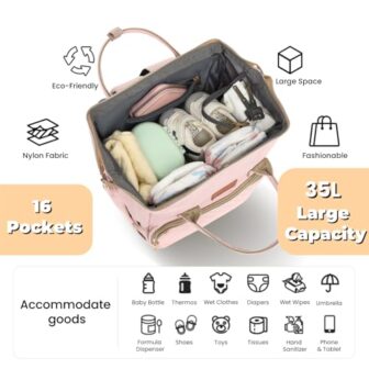 Pink Diaper Bag Backpack for Baby Girls - Perfect ... - Image 3
