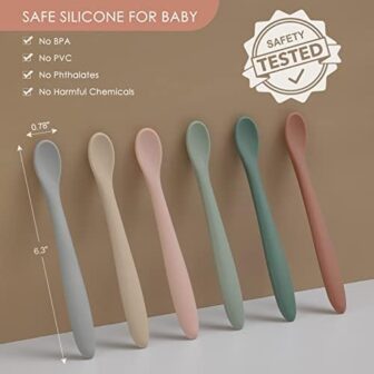 6-Piece Silicone Baby Feeding Spoons, First Stage ... - Image 3