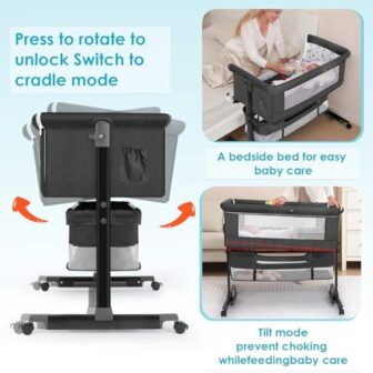 Baby Bassinet, Baby Basinet Bedside Sleeper, Easy ... - Image 5