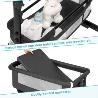 Baby Bassinet, Baby Basinet Bedside Sleeper, Easy ... - Image 4