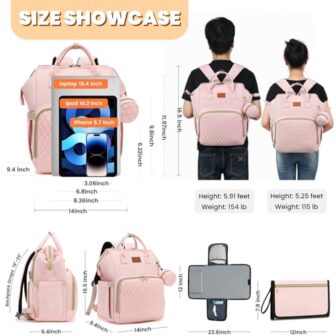 Pink Diaper Bag Backpack for Baby Girls - Perfect ... - Image 7