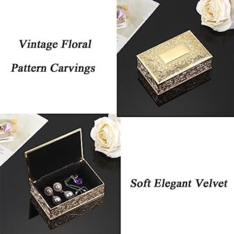 Hipiwe Vintage Golden Jewelry Box Small Trinket St... - Image 8