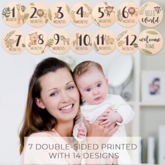 Baby Monthly Milestone Cards Sign - 7 Double Sided... - Image 4