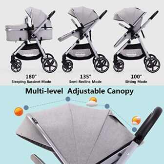 2-in-1 Baby Stroller with Bassinet Mode - Folding ... - Image 3