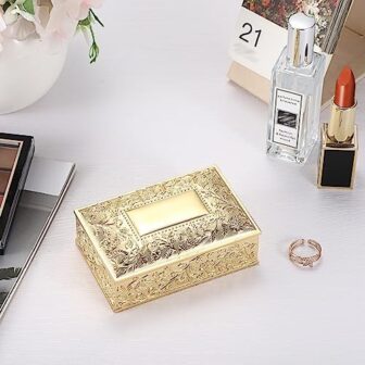 Hipiwe Vintage Golden Jewelry Box Small Trinket St... - Image 4
