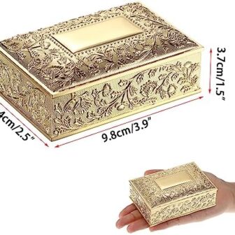 Hipiwe Vintage Golden Jewelry Box Small Trinket St... - Image 3