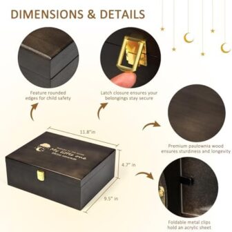 Baby Keepsake Box Wooden with 6 Additional Items -... - Image 9