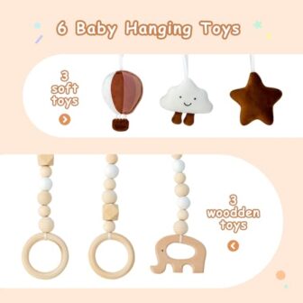 Wooden Baby Play Gym with Mat, Foldable Baby Play ... - Image 8