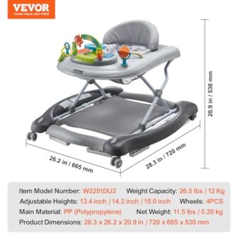 VEVOR 4-in-1 Baby Walker, Foldable Baby Activity C... - Image 8