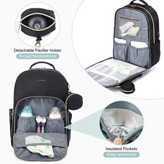 LOVEVOOK Diaper Bag Backpack, Quilted Baby Bag wit... - Image 4