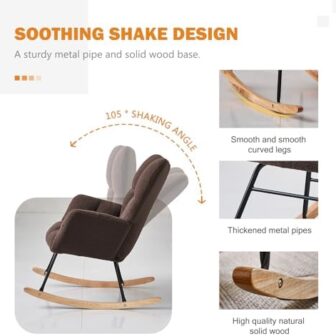 Kiztir Rocking Chair Nursery, High Backrest Teddy ... - Image 5