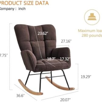Kiztir Rocking Chair Nursery, High Backrest Teddy ... - Image 3