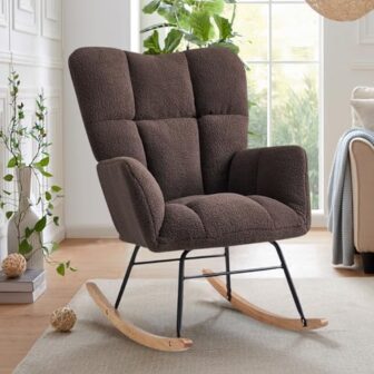 Kiztir Rocking Chair Nursery, High Backrest Teddy ... - Image 2