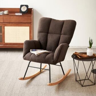 Kiztir Rocking Chair Nursery, High Backrest Teddy ... - Image 9