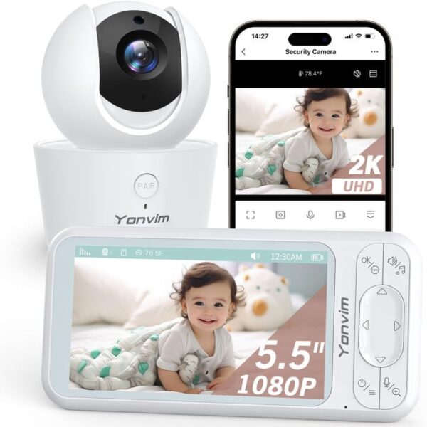 Video Baby Monitor with Camera and Audio, 5.5" Scr... - Image 2
