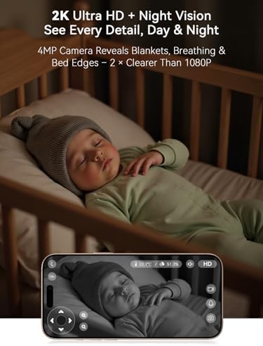 Outinput 2K 4MP WiFi Baby Monitor with Camera and ... - Image 3