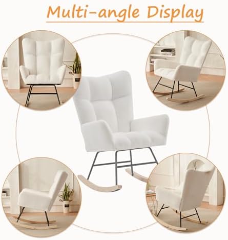 Nursery Rocking Chair, Upholstered Teddy Bear Nurs... - Image 6