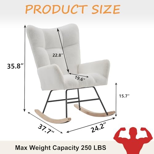 Nursery Rocking Chair, Upholstered Teddy Bear Nurs... - Image 3