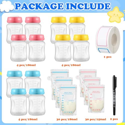 12 Pack Breast Milk Storage Bottles 6oz 180ml with... - Image 3